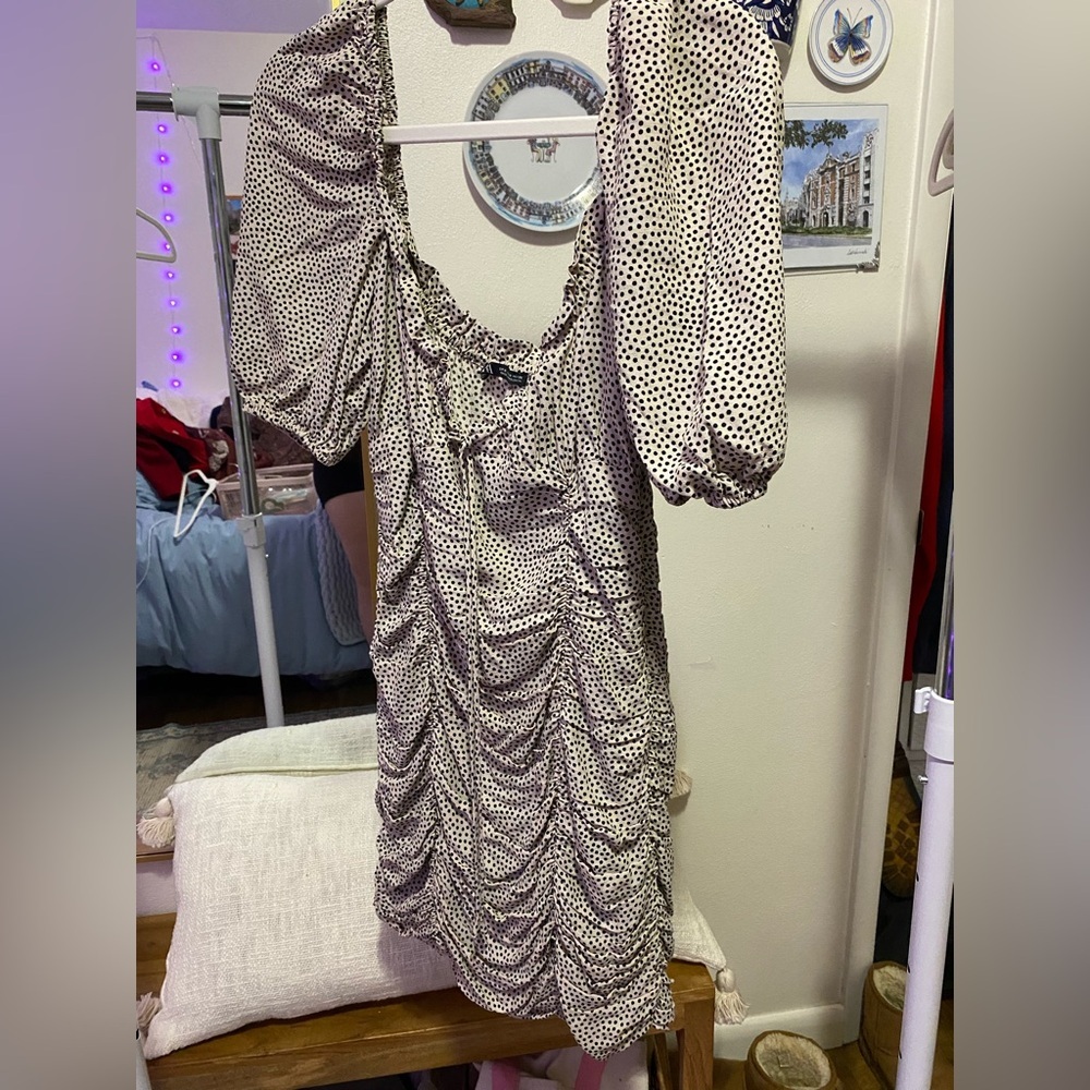 Zara Black and White Ruched Mini Dress - Picture 5 of 5